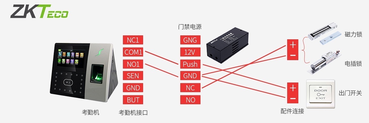 成都中控考勤门禁系统接线图