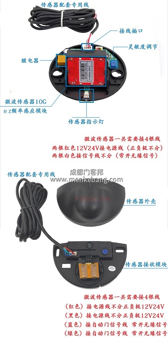 感应门感应器探头接线图,探头接线方法,自动门感应器说明书 感应门感应器探头接线图,探头接线方法,自动门感应器说明书