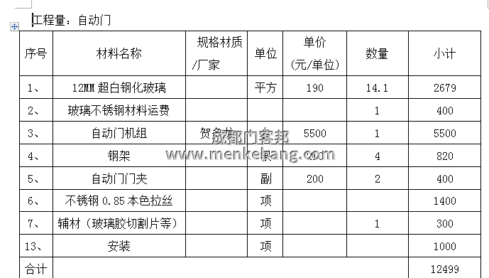 办公室电梯大门感应门报价